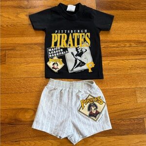 Vintage 90s Pittsburgh Pirates Two Piece Set, Shirt and Shorts, Size 2T Toddler
